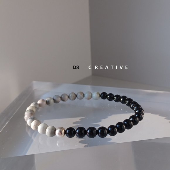 New men's jasper & sterling silver & Orange hand woven 3 pieces set bracelets - Picture 7 of 9